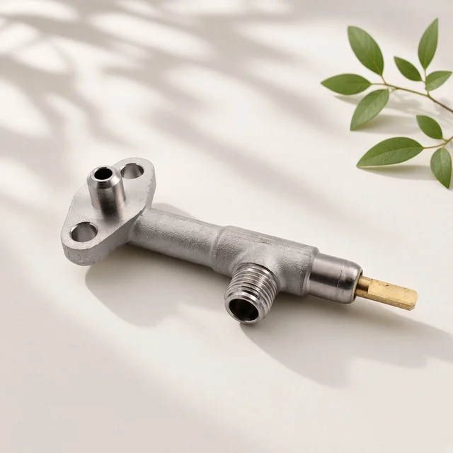 Illustration of a chromed brass espresso machine steam valve body